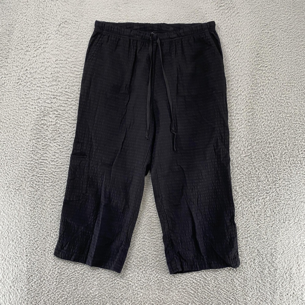 Focus Casual Life Pants Womens Medium Black Capri Beachy Cotton Pockets Capsule‎